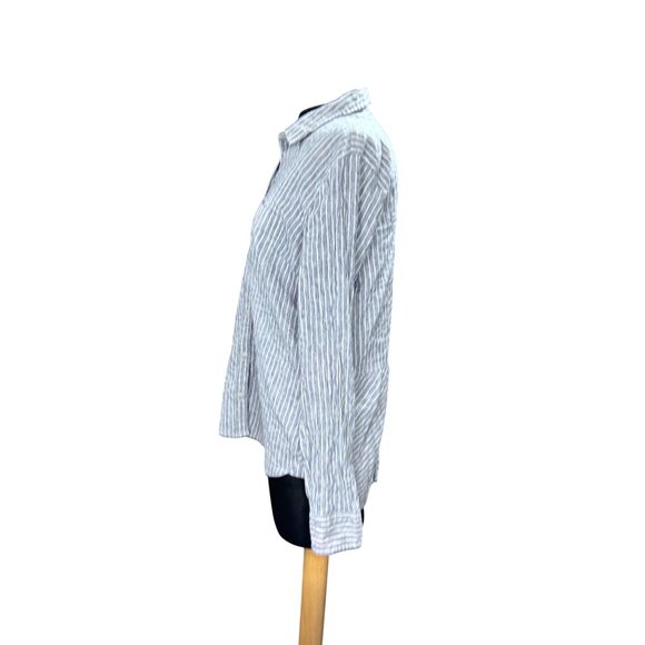 Lucky Brand Blue/White Striped Button-Down Shirt Womens M Cotton Blend Casual - Picture 2 of 11
